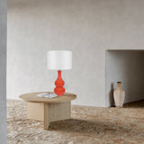 Ceramic Pottery Table Lamp - Vibrant Orange - Front View