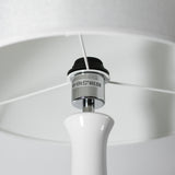 Elegant White Ceramic Table Lamp with Spindle Neck Design - Rear View