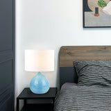 Boden Blue Ceramic Table Lamp with Glossy Finish - Side View