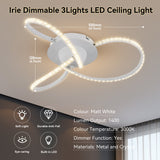 Irie Dimmable 3 Lights LED Ceiling Light - White - Rear View