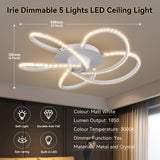 Irie Dimmable 5 Lights LED Ceiling Light - White - Low Angle