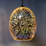 Moravian Glass Oval Pendant Light - Chrome - 45-Degree Angle