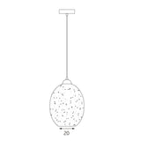 Moravian Glass Oval Pendant Light - Chrome - Low Angle