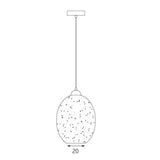 Moravian Glass Oval Pendant Light - Copper - 45-Degree Angle