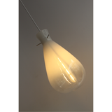 Sleek White Glass Teardrop Pendant Light - Close-Up Angle