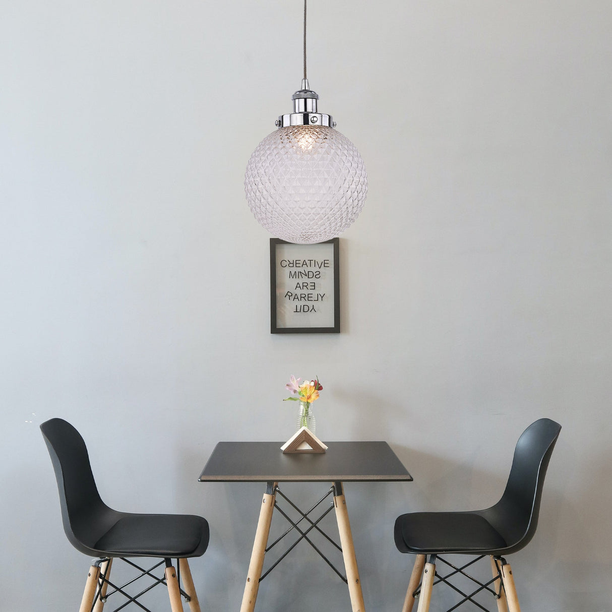 Casablance Large Pendant Light with Dimpled Glass Shade