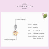 925 Sterling Silver Golden Four Leaf Clover Pendant For Diy Bracelets - Rear View