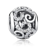 925 Sterling Silver Diamond Inlaid Bead Bracelet Accessory