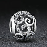 925 Sterling Silver Diamond Inlaid Bead Bracelet Accessory - Top-Down View