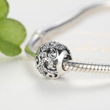 925 Sterling Silver Diamond Inlaid Bead Bracelet Accessory - 45-Degree Angle