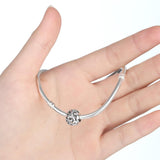 925 Sterling Silver Diamond Inlaid Bead Bracelet Accessory - Rear View