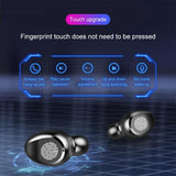 Wireless Bluetooth Headset with Touch Control and Charging Case - V5.0 - Top-Down View