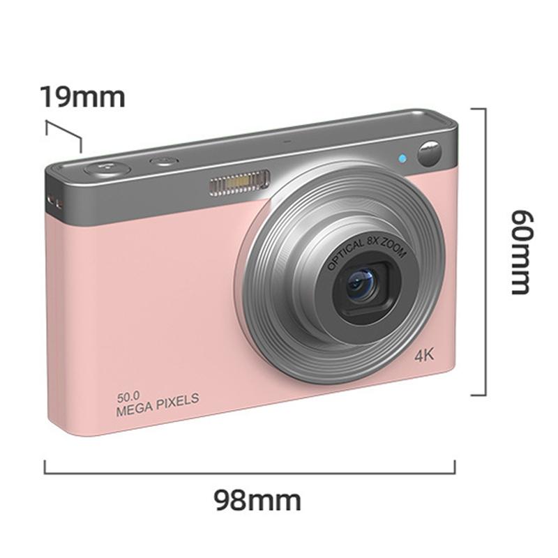 4k 8x Optical Zoom Telescopic Lens Digital Camera with Card Reader & 8g - Pink