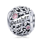 925 Sterling Silver Diy Birthstone Bracelet & Necklace Set October Style - October - Front View