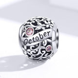 925 Sterling Silver Diy Birthstone Bracelet & Necklace Set October Style - October - Side View