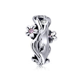 925 Sterling Silver Cherry Blossom Branch Pendant For Diy Bracelets And Necklaces - Front View