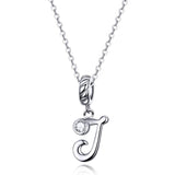925 Sterling Silver Personalized Letter Pendant For Diy Bracelets & Necklaces Style - J - Top-Down View