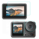 Tempered Glass Film Set for Dji Action 3 - 3-in-1 Protection for Front and Back Screens and Lenses