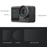 Tempered Glass Film Set for Dji Action 3 - 3-in-1 Protection for Front and Back Screens and Lenses - Top-Down View