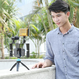 Smartphone Video Rig & Microphone Kit For Live Broadcast - Compatible With Iphone Galaxy Huawei Xiaomi Htc Lg Google And More - Blue - 45-Degree Angle