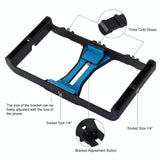 Smartphone Video Rig & Microphone Kit For Live Broadcast - Compatible With Iphone Galaxy Huawei Xiaomi Htc Lg Google And More - Blue - Close-Up Angle