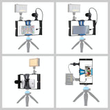 Smartphone Video Rig & Microphone Kit For Live Broadcast - Compatible With Iphone Galaxy Huawei Xiaomi Htc Lg Google And More - Blue - Low Angle