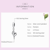 925 Sterling Silver Conch Pendant For Diy Bracelets & Necklaces - Top-Down View