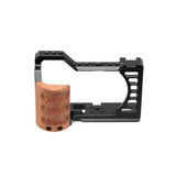 Wood Handle Metal Camera Cage For Sony Alpha 7C Stabilizer Rig - Side View
