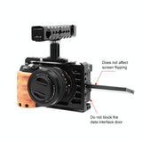Wood Handle Metal Camera Cage For Sony Alpha 7C Stabilizer Rig - Rear View