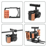 Wood Handle Metal Camera Cage For Sony Alpha 7C Stabilizer Rig - Low Angle