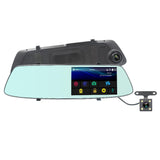5 Lcd Touch Screen Rear View Mirror Car Recorder With Separate Camera - Side View