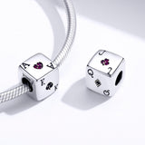 925 Sterling Silver Square Dice Beads For Diy Bracelets & Necklaces - Rear View