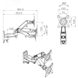 Adjustable Gas Spring Arm Wall Mount for 17-27 Led Lcd Monitors - 45-Degree Angle