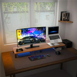 Aluminum Alloy Desktop Monitor Stand with Wooden Plate Riser - Top-Down View