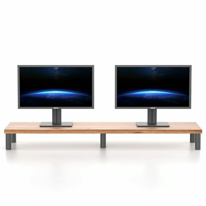Aluminum Alloy Desktop Monitor Stand with Wooden Plate Riser