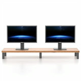 Aluminum Alloy Desktop Monitor Stand with Wooden Plate Riser - Rear View