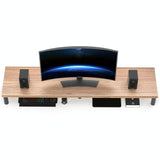 Aluminum Alloy Desktop Monitor Stand with Wooden Plate Riser - Close-Up Angle