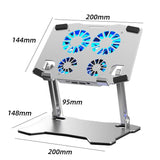 Aluminum Laptop Cooling Stand with 4 Fans - Low Angle