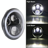 2 Pcs 7 Inch Dc12V 6000K - 6500K 50W Car Led Headlight Cree Lamp Beads For Jeep Wrangler / Harley Support App + Bluetooth Control Black - Rear View
