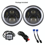 2 Pcs 7 Inch Dc12V 6000K - 6500K 50W Car Led Headlight Cree Lamp Beads For Jeep Wrangler / Harley Support App + Bluetooth Control Black - Low Angle