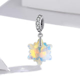 925 Sterling Silver Sparkling Snowflake Pendant For Diy Bracelets & Necklaces - Front View