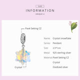 925 Sterling Silver Sparkling Snowflake Pendant For Diy Bracelets & Necklaces - Side View