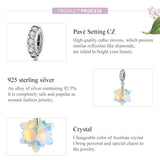 925 Sterling Silver Sparkling Snowflake Pendant For Diy Bracelets & Necklaces - Top-Down View