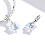 925 Sterling Silver Sparkling Snowflake Pendant For Diy Bracelets & Necklaces - 45-Degree Angle