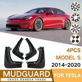 For Tesla Model S 2014-2020 4Pcs / Set Car Auto Soft Plastic Splash Flaps Fender Guard - Front View