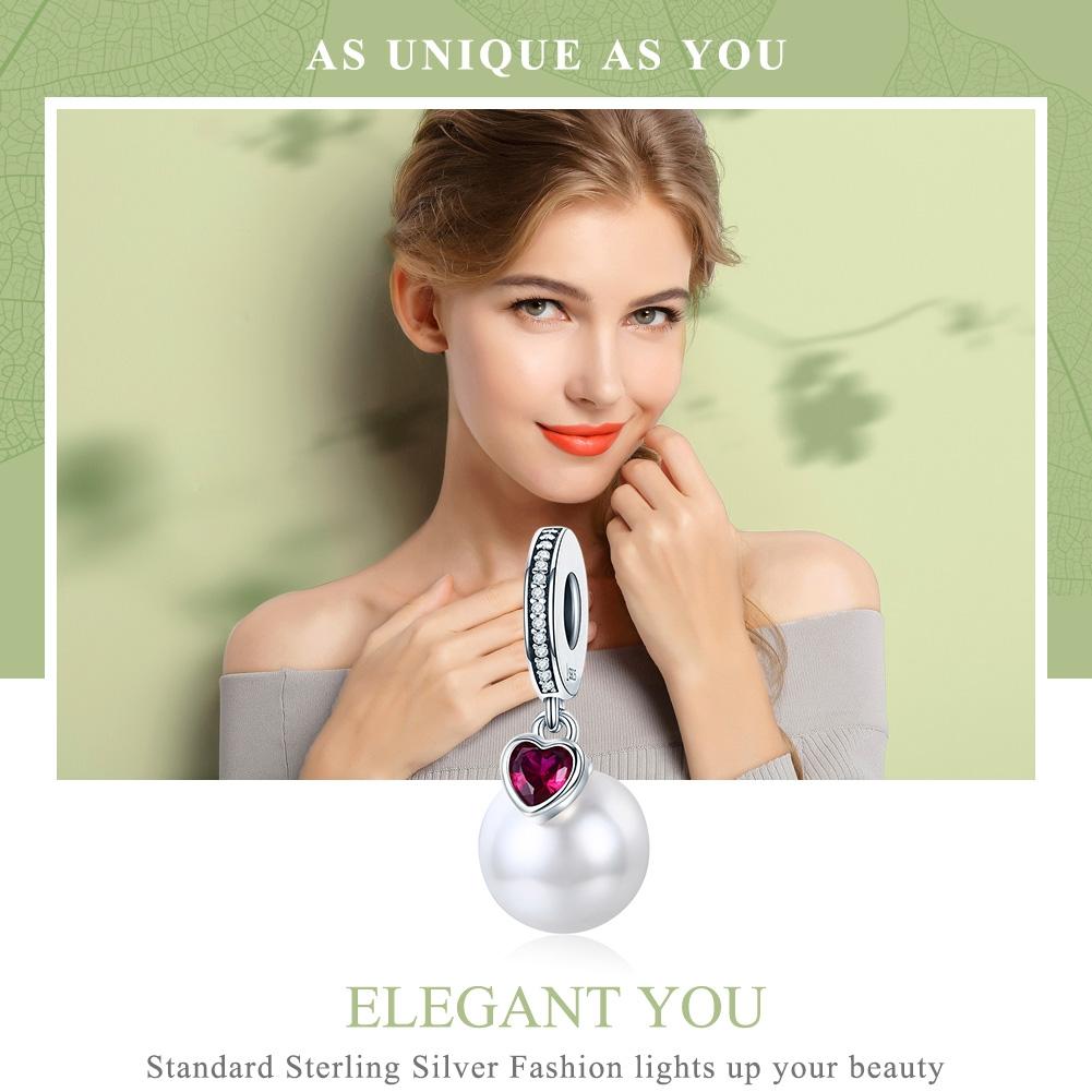 925 Sterling Silver Pearl Heart Pendant For Diy Bracelets & Necklaces