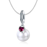 925 Sterling Silver Pearl Heart Pendant For Diy Bracelets & Necklaces - Rear View