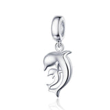 925 Sterling Silver Dolphin Pendant For Bracelet Or Necklace - Front View