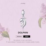 925 Sterling Silver Dolphin Pendant For Bracelet Or Necklace - Top-Down View
