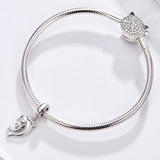 925 Sterling Silver Dolphin Pendant For Bracelet Or Necklace - Close-Up Angle